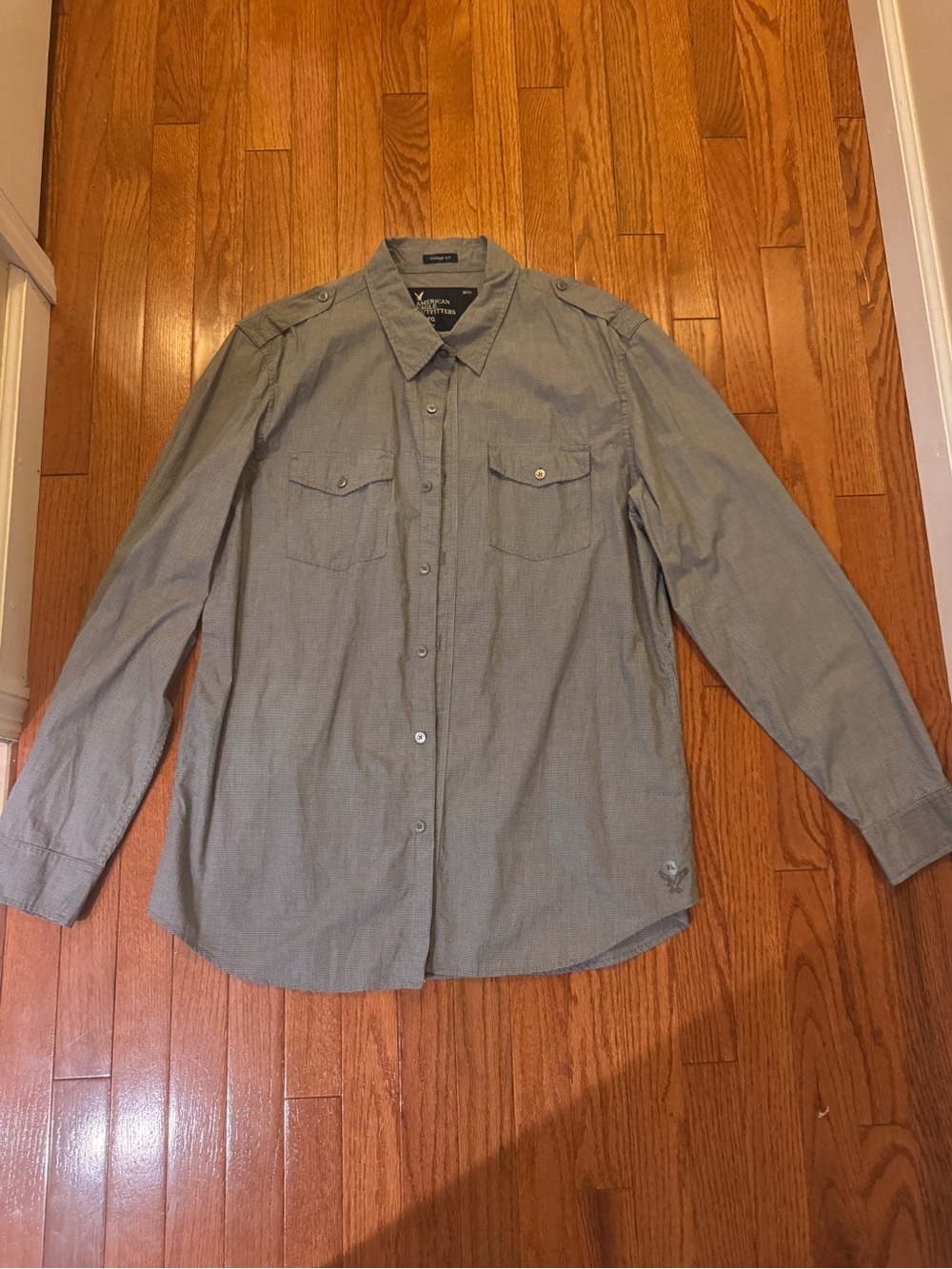 American Eagle Outfitters Olive Button-Down Utility Shirt
